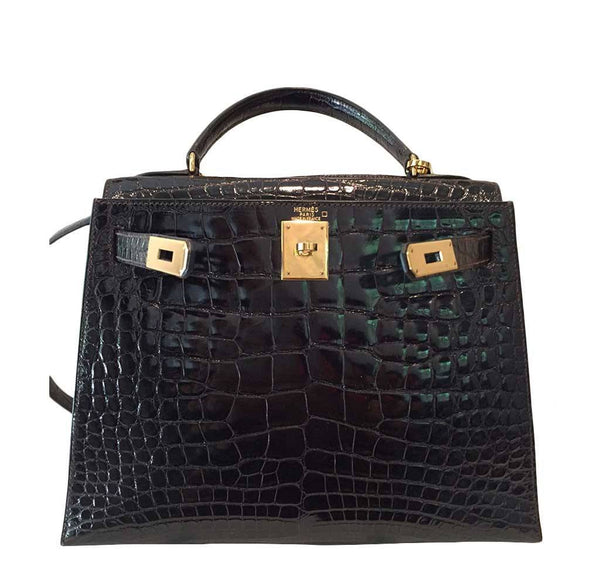 hermes kelly sellier 28 alligator ebene used open