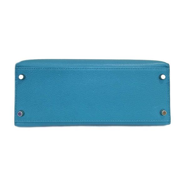 Hermes Kelly Sellier 28 Turquoise Used Bottom