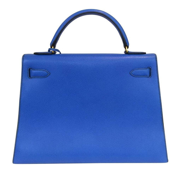 hermes kelly sellier 32 blue france used back