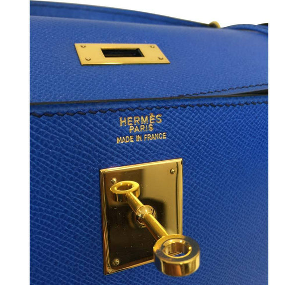 hermes kelly sellier 32 blue france used embossing