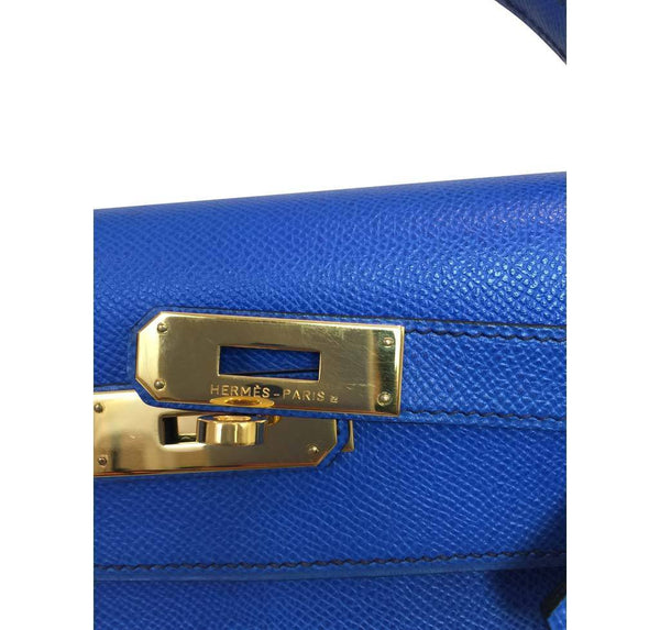 hermes kelly sellier 32 blue france used engraving