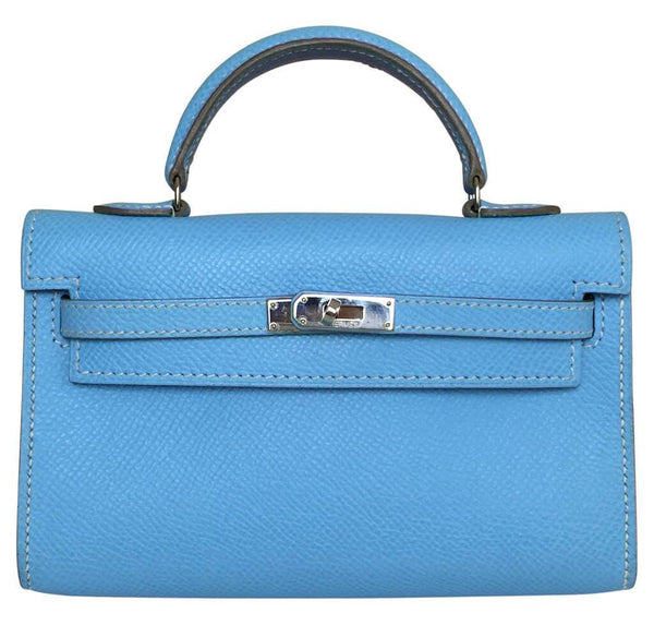 Hermes Tiny Kelly Blue Celeste Epsom