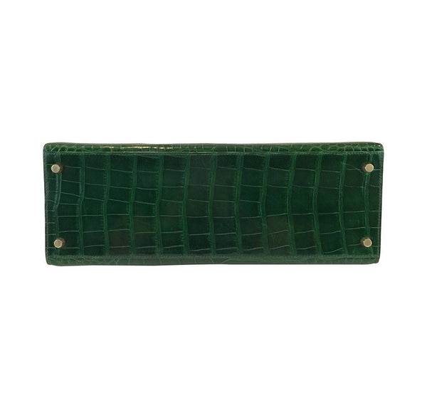 hermes kelly sellier 35 vert emerald used bottom