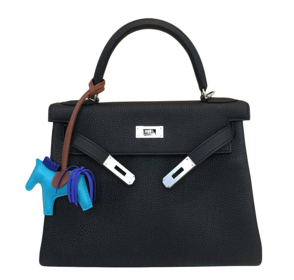 hermes kelly 28 black new front open