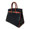 hermes birkin 25 red black crocodile special order used side