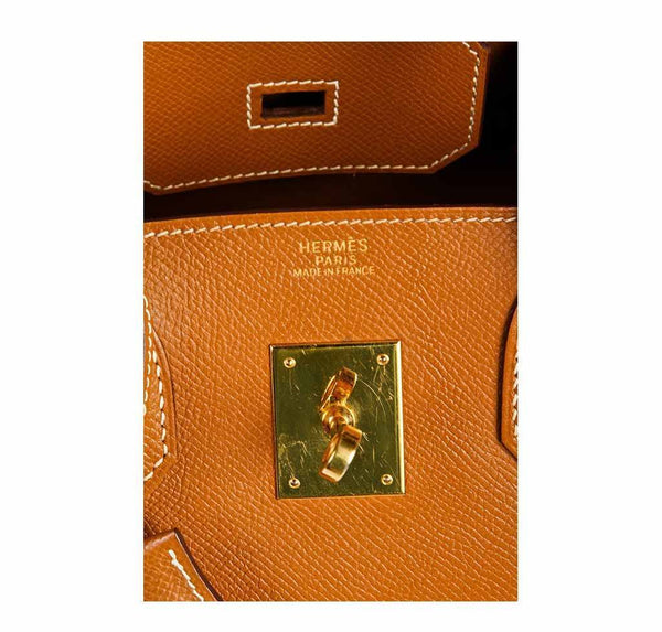 hermes birkin 30 gold used embossing