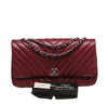 chanel jumbo classic flap bag burgundy used complete