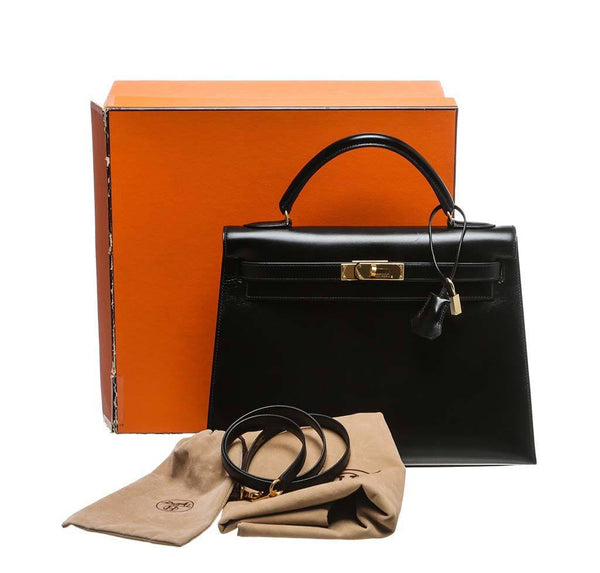 hermes kelly 32 black used complete