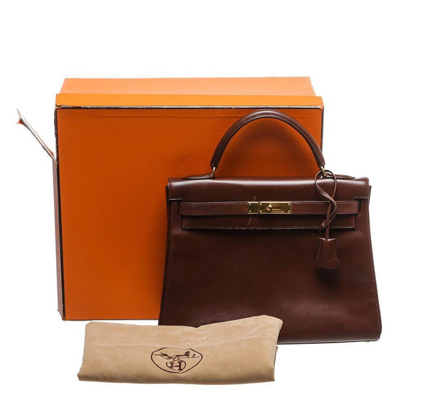 hermes kelly 32 brown used complete