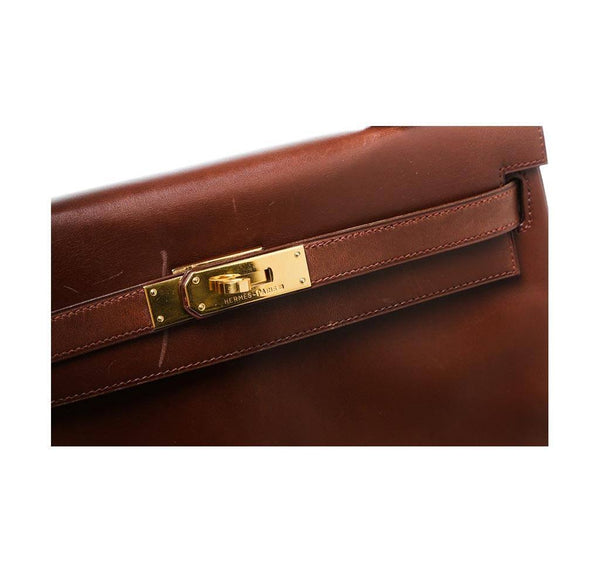 hermes kelly 32 brown used engraving