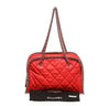 chanel quilted bowler bag red used complete