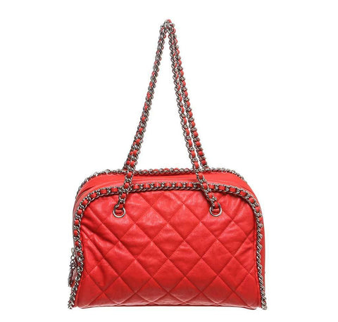 Chanel Red Quilted Bowler Bag