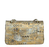 chanel medium classic flap bag gold metallic limited edition used back