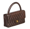 chanel top handle bag brown used side