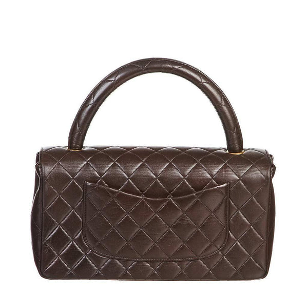 chanel top handle bag brown used back