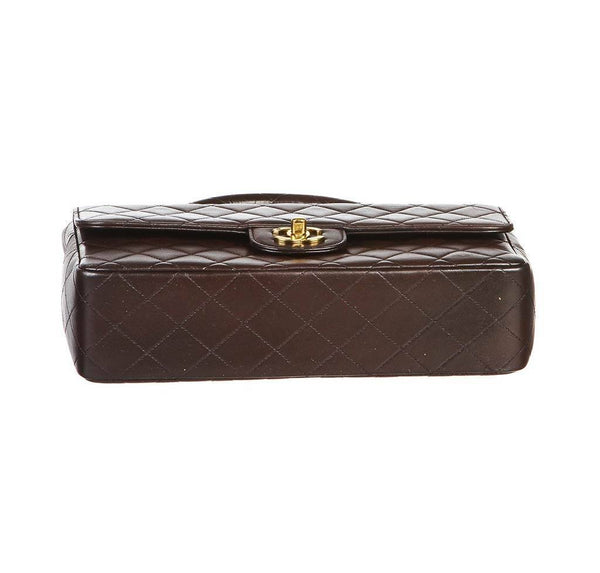 chanel top handle bag brown used bottom