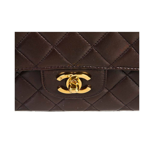 chanel top handle bag brown used enclosure