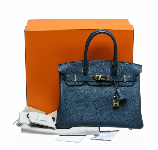 hermes birkin 30 bleu prusse new complete