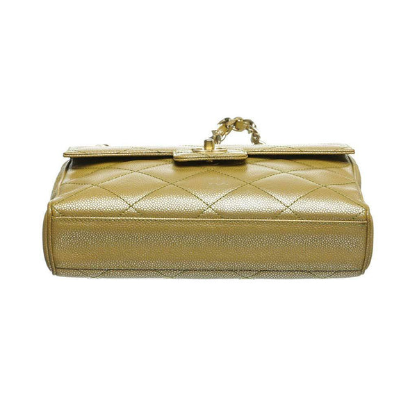 chanel flap shoulder bag gold used bottom