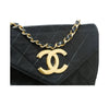 chanel flap shoulder bag black used detail