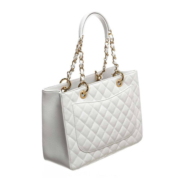 chanel grand shopper tote white used back