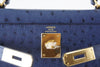 Hermes Kelly Sellier 28 Blue Iris Ostrich gold pristine embossing