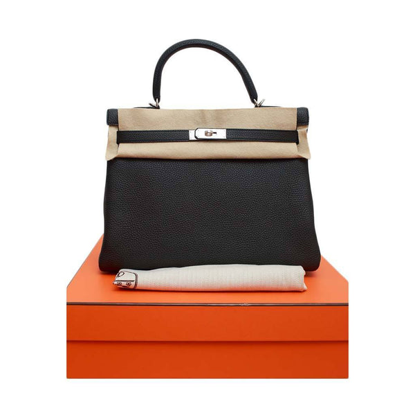 hermes kelly retourne 35 black plomb new box