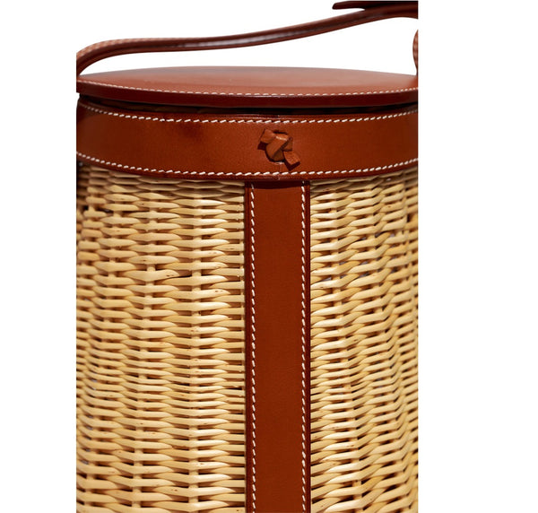 Hermes Osier Ratan Wicker Barenia Picnic Basket gold pristine detail