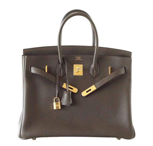 hermes birkin 35 vert bronze new front open