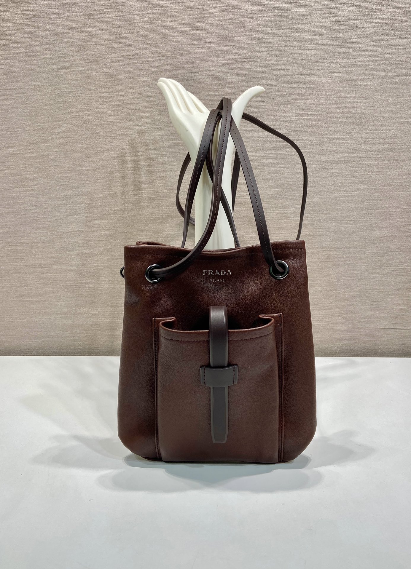 Prada-Route-Small-Leather-Shoulder-Bag-Brown-1BH288-25x24CM