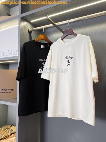 Replica Burberry Rose Cotton Unisex Round Neck Short Sleeve T-shirt white 2 Replica Burberry Rose Cotton Unisex Round Neck Short Sleeve T-shirt white 2
