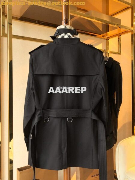 Replica Burberry Men's Sandringham Short Black Trench Coat black Replica Burberry Men's Sandringham Short Black Trench Coat black